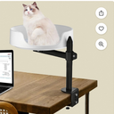 Cat Bed Desk Clamp for Kitty Elevated Pet Beds on Desk Cat Box with Pet Mat Indoor Outdoor Use (Straight Rod) white