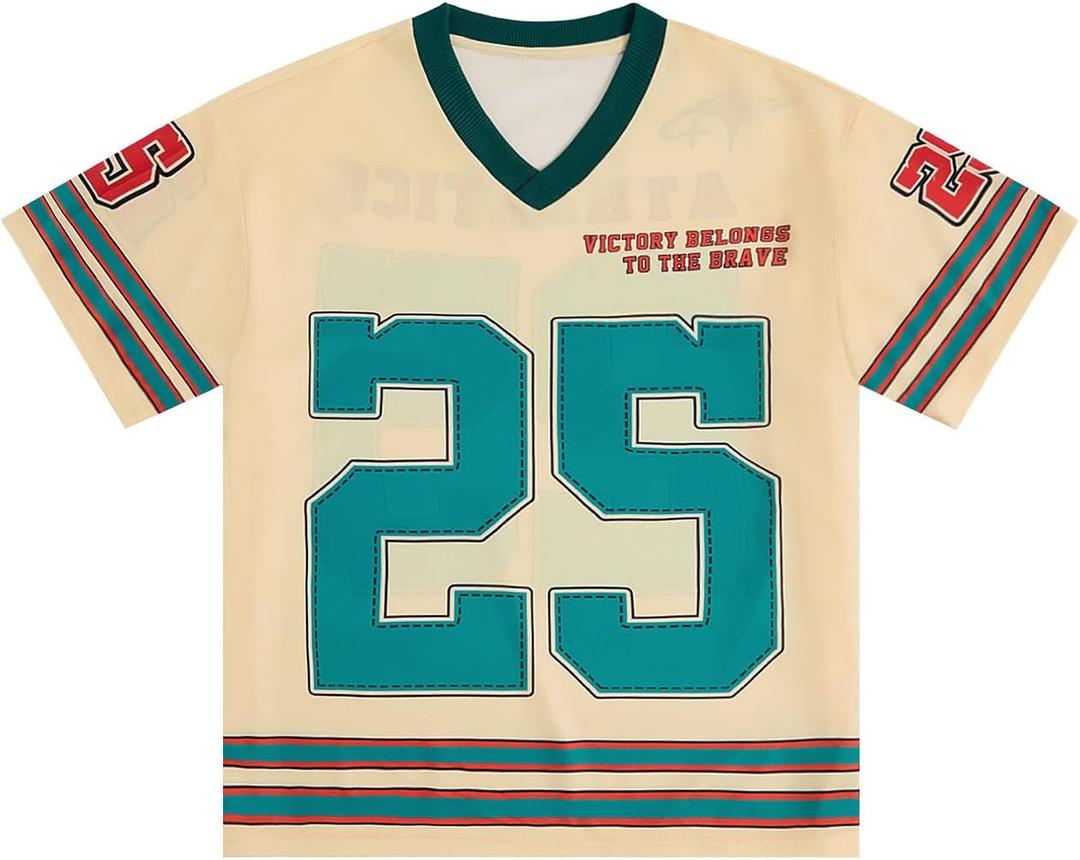 Men's Plus Size Jersey T-Shirts Number Graphic Tees Short Sleeve V Neck Tee Shirt (3X-Large)