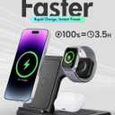 Wireless Charger iPhone Charging Station: 3 in 1 Charger Stand Multiple Devices for Apple - iPhone 17 16e 16 15 14 Pro Max 13 12 11 - Watch 10 9 8 7 6 5 4 3 2 SE and Ultra Series - Airpods 4 3 Pro (Black)