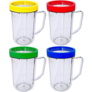 3PACK Party Cups Mugs Compatible with Original Magic Bullet Juicer/extra Magic Bullet Party cups/ 16 Ounce Party Mugs Cups with Colored Lip Rings, Fits Original Magic Bullet Blender Juicer 250W MB-1001 3PACK Party Cups Mugs Compatible with Original Magic Bullet Juicer/extra Magic Bullet Party cups/ 16 Ounce Party Mugs Cups with Colored Lip Rings, Fits Original Magic Bullet Blender Juicer 250W MB-1001