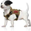 OneTigris Tactical Dog Harness Vest,No-Pull Service Dog Vest with Hook & Loop Panels,Adjustable Dog Vest Harness for Walking Hiking Training(Coyote Brown,XS)