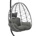 LEX CRAFT Egg Chair with Stand, Swing Chair Hanging Chair Nest Basket, UV Resistant Removable & Washable Cushions,350LBS Capacity for Bedroom, Balcony, Garden(GR-GR)