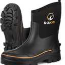 Kalkal Rubber Boots for Men, 6mm Neoprene Insulated Rain Boots with Steel Shank, Waterproof Mid Calf Rubber Work Boots For Mud Gardening Farming Fishing Hunting Working, Size 7-14 (12, Yellow)