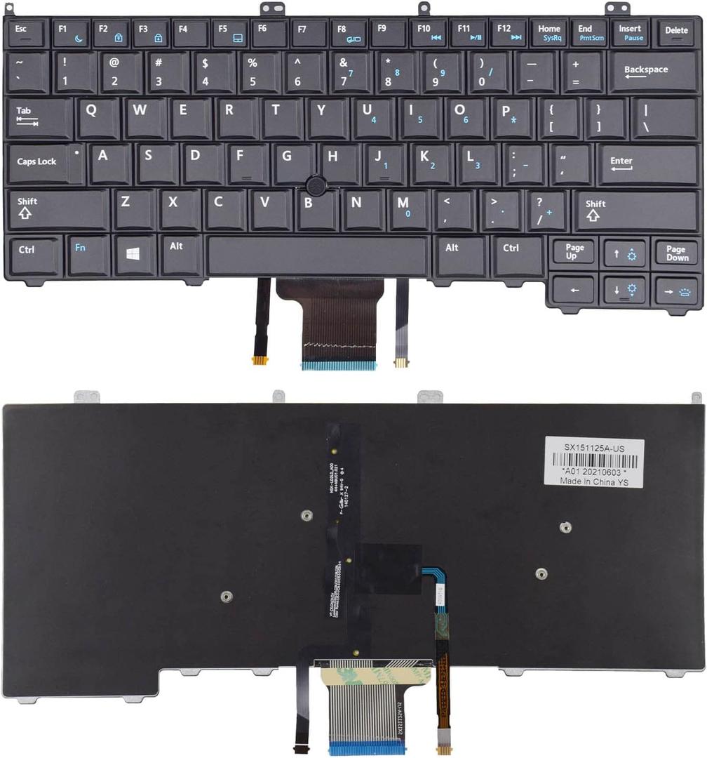 Backlit Keyboard Replacement with Pointer and Backit Compatible with Dell Latitude 14 7000 E7440 E7240 E7420 Series Black US Layout