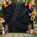 60x12 ft Black Backdrop Curtains for Weddings Party, Birthdays, Halloween, W5' x H12'