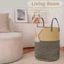 JMvicyroam Large Woven Laundry Basket Hamper,100L Cotton Rope Storage Bin for Blankets,Toys and Clothes,Decorative Tall Nursery Hamper for Living Room,Baby Nursery,Bathroom and Bedroom,Brown and Black