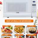 COMMERCIAL CHEF 1.4 Cubic Foot Microwave with 10 Power Levels, Small Microwave with Push Button, 1100 Watt Microwave with Digital Control Panels, Countertop Microwave with Timer, White