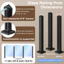 304 Stainless Steel Black Glass Railing Post, Internal Slot Balustrade System for 10-12mm Glass, Complete Post Kit with Base Plate, Easy Installation for Balcony, Stairs, Deck, Patio, Pool (31IN)