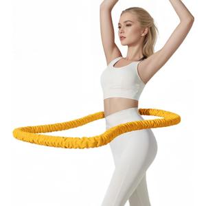 3 lbs Soft Weighted Hoop for Adults -Fold Gentle Fat Burning and Waist Toning, Pinch-Proof Design,Soft Material Won't Irritate Skin Perfect for Home/Travel/Postpartum Recovery (Dark Yellow)