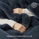 EVERGRACEHOME Luxury Soft Faux Chinchilla Fur Throw Blanket for Couch, Warm Thick Heavy Winter Throw Blanket 1220GSM for Bed, Fluffy Cozy Mink Blanket with Reversible Velvet, Stormy Blue Mink, 60"x80"