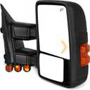 AERDM Towing Mirrors Compatible with 1999-2016 Ford F250 F350 F450 F550 Super Duty Side Mirrors with Amber Turn Signal Light Power Adjustable Heated glass Passenger Black RH
