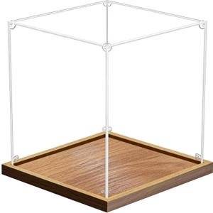 Multiple size options Acrylic Wood Grain Display Case 20mm high Base Box 3MM Thickening can be Stacked Suitable for Lego Models, Art Collections, Figure Models Transparent countertop Box (6x6x8 inch;15x15x20 cm)