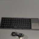 Samsers Foldable Bluetooth Keyboard with Touchpad, Portable Wireless Keyboard with Stand Holder, Rechargeable Full Size Ultra Slim Pocket Folding Keyboards for Android Windows IOS Tablet & Laptop-Gray (BT x1, Grey)