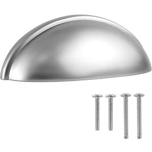 Cup Drawer Pulls  10 Pack  Silver Kitchen Cabinet Handles 3 Inch  Silver Cabinet Pulls  Cabinet Cup Pulls for Cabinets and Drawers  Cup Pulls for Drawers, Furniture & Kitchen Cabinet Hardware (Nickel)