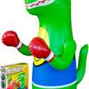 Inflatable Dinosaur Punching Bag for Kids  Bop Bag for Toddlers and Children Ages 3-14  47" Blow Up Toy with Bounce-Back Action  Fill Base with Sand or Water (Green)