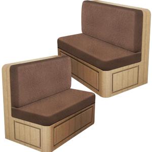 Leather Look RV Dinette Cushion Covers, Stretch Camper Cushion Slipcovers for Travel Trailer Couch RV Booth Seat, Replacement Camper Sofa Chair Protector (2 Backrest Cover & 2 Bench Cover,Brown)