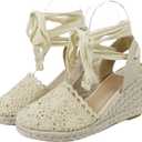 Mary Jane Espadrilles for Women Alpargatas Para Mujer Woven Wedge Platform Shoes Sneakerina Ballet Comfy Comfortable Causal Sandals Cute Kawaii Shoes Gifts Summer Beach Vacation (4 Wide, Nude)