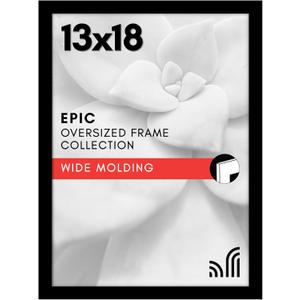 Americanflat 13x18 Picture Frame with Polished Plexiglass - Black Picture Frame - Wide Photo Frames Made of Engineered Wood for Vertical or Horizontal Wall Display - Epic Collection - Black