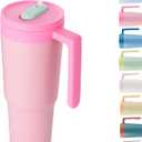 40 oz Tumbler with Handle and Straw, Triple Layer Insulated Stainless Steel Water Bottle with Infuser, Travel Tumbler Fit Most Cupholder, Gifts for Women & Men, Pink