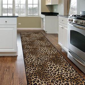 Leopard Rug 2x8 Modern Print Hallway Runner Rug with Rubber Backing Washable Non-Slip Runner Rugs for Bedroom Kitchen Living Room Indoor Decor2x8ft,Brown
