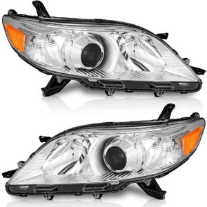WEELMOTO Headlights Assembly Compatible with 2011-2020 Toyota Sienna Headlamp Replacement Chrome Housing Amber Reflector Driver & Passenger Side WEELMOTO Headlights Assembly Compatible with 2011-2020 Toyota Sienna Headlamp Replacement Chrome Housing Amber Reflector Driver & Passenger Side