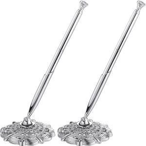 Outus 2 Sets Silver Guest Book Pen and Stand, 2 Guest Sign in Pens and Hollow Round Holders for Wedding Engagement Party Ceremony, with Diamond Attached to Desk
