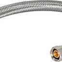 Eastman 30 inch Steel-Flex Braided Faucet Connector, 1/2 Inch FIP x 3/8 Inch Compression, Stainless Steel Faucet Supply Line, 48007