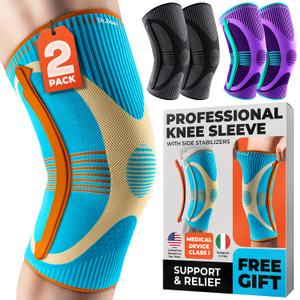 DR. BRACE ELITE Knee Brace with Size Stabilizer (2 Pack) Knee Brace for Women & Men, Workout, Sports, Daily Knee Compression Sleeve for Maximum Knee Pain Support & Fast Recovery (Olympus, X-Large) 