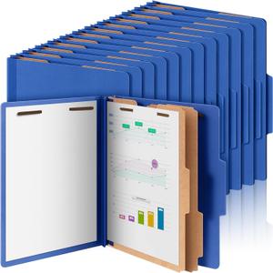 Skyygemm 36 Pcs Classification Folders Letter Size, 2 Divider Pressboard File Folders with 3. 5 Inch Expansion, 2 Prongs Fastener, Heavy Duty Office File Organizers for Teachers, Medical (Dark Blue)