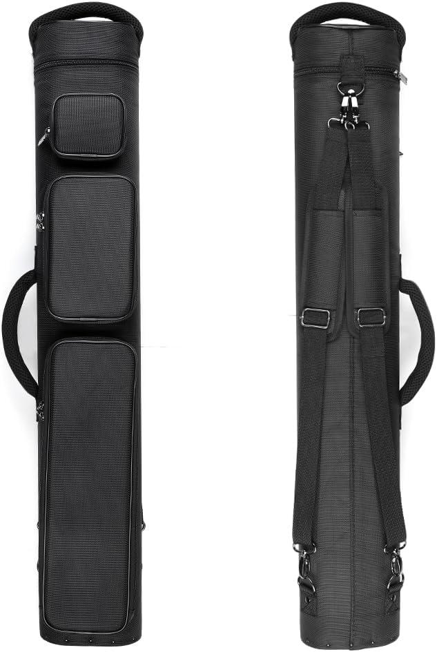 12-Hole Premium Nylon Pool Cue Case – Holds 8 Shafts & 4 Butts,Durable Double Shoulder Strap Design with 3 External Pockets 8X4/3X6 Options, Large