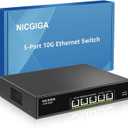 5 Port 10G Ethernet Switch Unmanaged, with 5X 10Gb Base-T RJ45 Ports, NICGIGA 10Gbps Network Switch Easy for 10G NAS, PC, WiFi7 Router, 10G Adapter/NIC. Desktop or 19-inch Rack Mount, Plug and Play