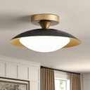 Dimmable Small Mid Century Modern Flush Mount Ceiling Light with Acrylic Shade, Black and Gold LED Ceiling Lights,5CCT 2700K-6000K Light Fixture for Hallway Entryway Bedroom Kitchen Laundry Room 11.8in