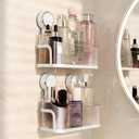 Shower Caddy Suction Cup, Removable Bathroom Organizer Shelf for Shower Storage, No Drilling Clear Square Shower Shelves, Large Capacity & Reusable, 1 pack