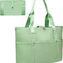 Foldable Travel Duffle Bag for Women, Gym Tote With Zipper Top Handle Handbag Large Shoulder Bag