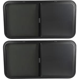 HECASA RV Window 42" W X 22" H Teardrop Horizontal Sliding Window W/ Trim Ring for 1.5" Wall and Mesh Screen Tempered Glass Powder Coated Black 2PCS