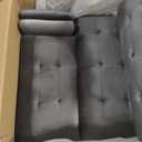 Two Seat Sofa Bed With Drop Down Coffe Table, TCDG-VN, Fabric: YS-01 Dark Grey - YJHLR-39