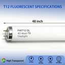 48 Inch F40T12/DL 40W 6500K Daylight Fluorescent Light Bulbs, 4ft T12 Linear Tube Lights F40T12/865, 2650 Lumens, G13 Bi-Pin, 8 Pack