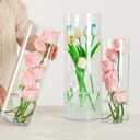 Liotww Acrylic Cylinder Clear Vases, Tall Large Plastic Flower Vase for Bouquet, Unbreakable Hurricane Vases Set of 3 for Centerpieces (D 6", D 4.8", D 4" + 3 Holder)