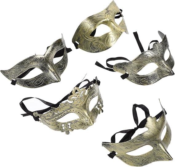 25pcs Half-face Plastic Masquerade Masks Vintage Halloween Lace Masks for Party Events