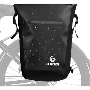 HAOQI Bike Pannier Waterproof Bike Rear Rack Bag 27L Large Capacity Bicycle Pannier for Cycling Traveling Commuting, Black