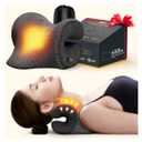 Deep Heated Neck Stretcher with Graphene Heating Pad, Odorless Neck Cloud Cervical Traction Device for Pain Relief, Chiropractic Pillow for Neck & Shoulder Comfort, Gift for Women, Men (Black)