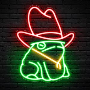 Kavaas Frog Neon Sign 12.6 x 9.8, Frog with Cowboy Hat LED Sign for Wall Decor | Cowboy Neon Signs for Man Cave, Gameroom, Bedroom, Bar - Best Gifts for Rodeo Enthusiast, Birthday, Christmas