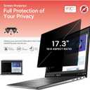 bersem 17.3 Inch Laptop Privacy Screen for 16:9 Ratio Computer Monitor, Anti-Glare, Blue Light Filter, Removable, UV-Blocking, 1 Pack