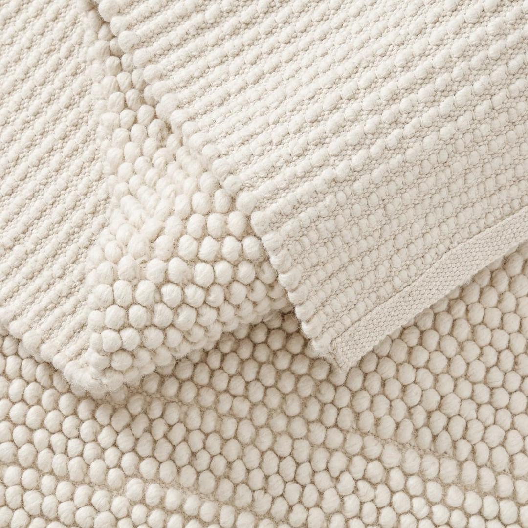 Large Wool Loop Area Rugs, Handwoven Rug – White, 8 x 10 Feet
Handwoven Natural Wool Farmhouse Boho Area Rug for Living Room, White Wool Floor Carpet, 8 x 10 Feet