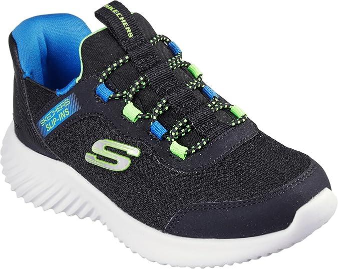 Skechers Boys' Bounder Brisk-Burst Sneakers  (11 Little Kid, Black/Blue/Lime)