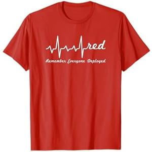 RED Friday Military Remember Everyone Deployed Heartbeat T-Shirt Red, Size XS