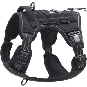 Auroth Tactical Harness for Large Dogs No Pull Adjustable Pet Harness Reflective K9 Working Training Easy Control Pet Vest Military Service Dog Harnesses, Black, Large