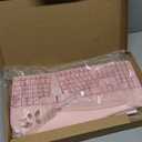 MEETION Ergonomic Keyboard and Mouse, Wireless Keyboard with Vertical Mouse, Split Curved Keyboard with Wrist Rest, Natural Typing Full Size, Windows/Mac/Computer/Laptop, Pink