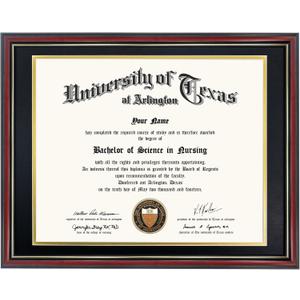 GraduationMall 14x17 Diploma Frame with Black over Gold Mat or Display 16x20 Certificate without Mat,Solid Wood & Tempered Glass,Cherry Finish with Gold Trim