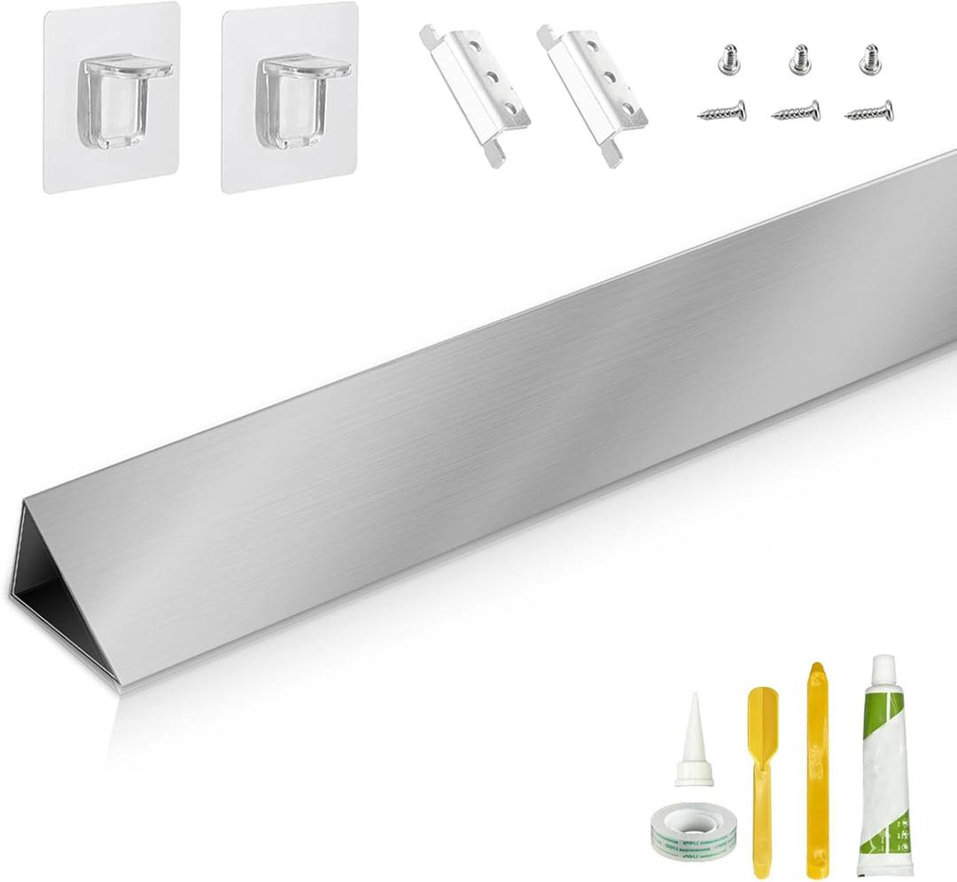 30" Slide-in Range Rear Filler Kit W10113901A, Stove Gap Universal Triangular Filler Strip, Top Trim Kit Between Stove and Wall for Whirlpool & Most Brands, Aluminum Gap Cover Silver